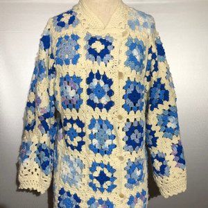 Crocheted Vtg. Granny Squared Jacket